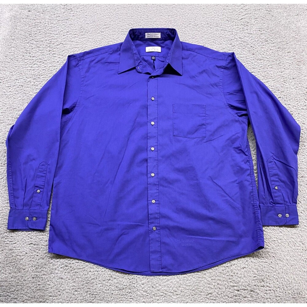 Enro Shirt Mens 18 37-38 Tall Purple Pinpoint Oxford Long Sleeve Made USA Pocket